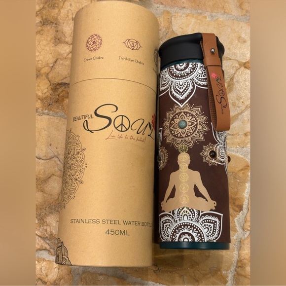 NEW Stainless Steel Water Bottle Beautiful Soul Live life to the fullest Chakras - Picture 2 of 8
